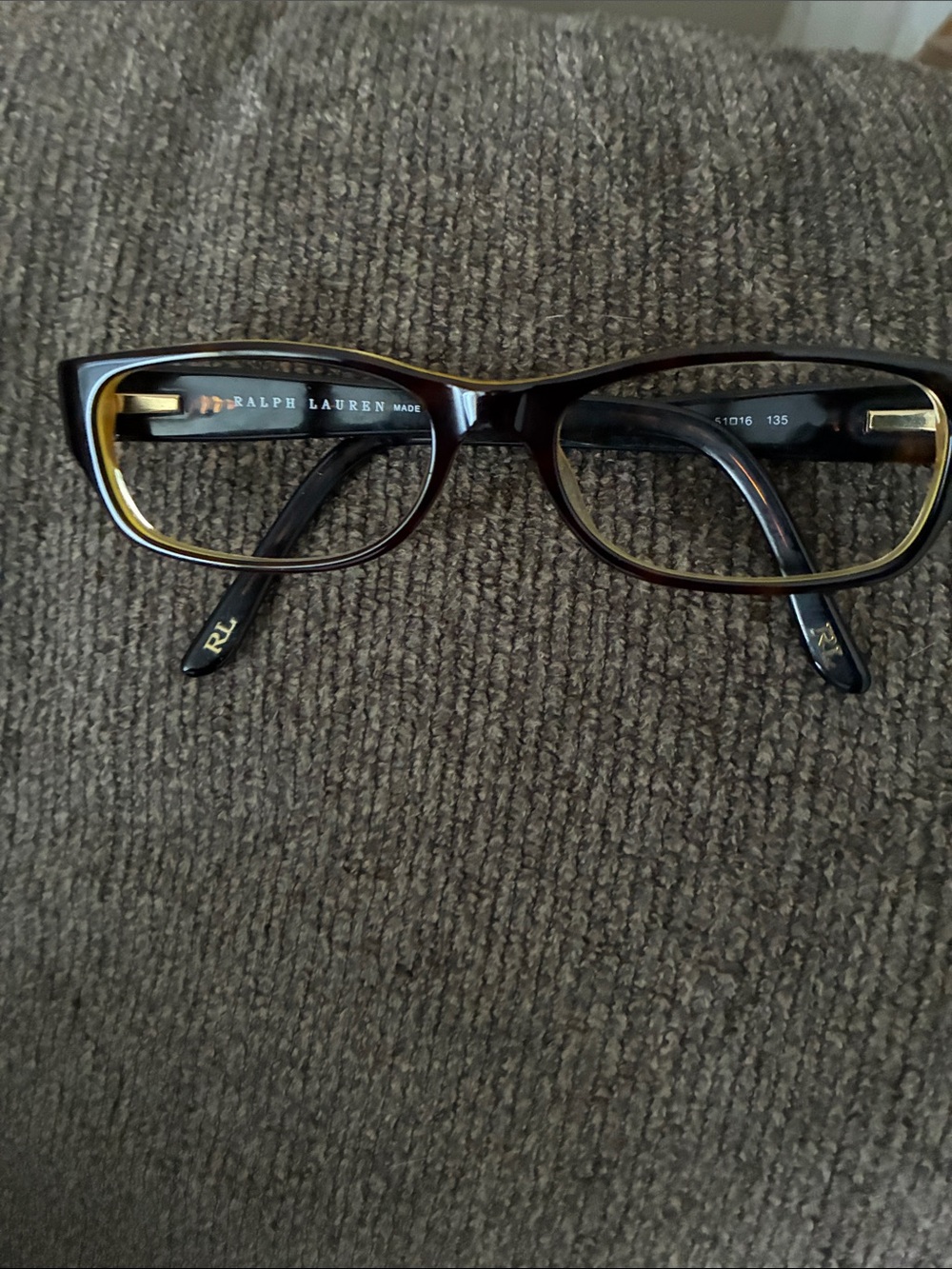 Polo by Ralph Lauren Black and Yellow Rectangle Eyeglass Frames